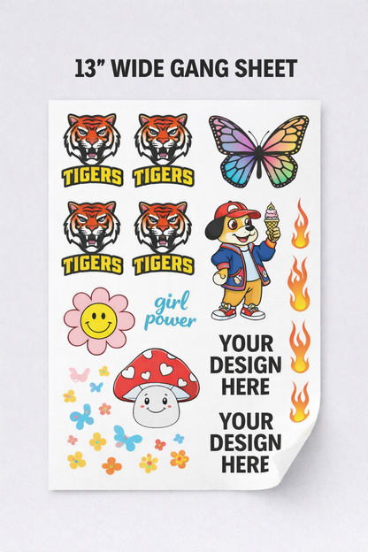 DTF Transfers – 13” Wide Custom Gang Sheets